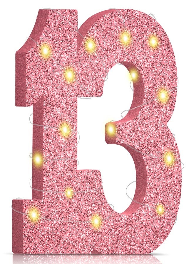 MOORAY 13th Birthday Decorations for Girls,13th Anniversary Decorations,Pink Gold Glitter Happy 13th Birthday Party Centerpieces for Table Decorations - Image 1